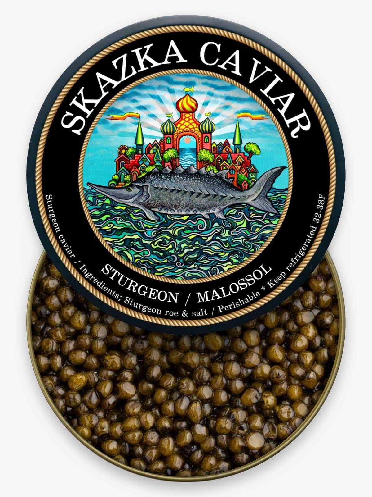 Caviar Skazka 2oz - $395 “Imperial River Beluga” Golden Kaluga Sturgeon Caviar