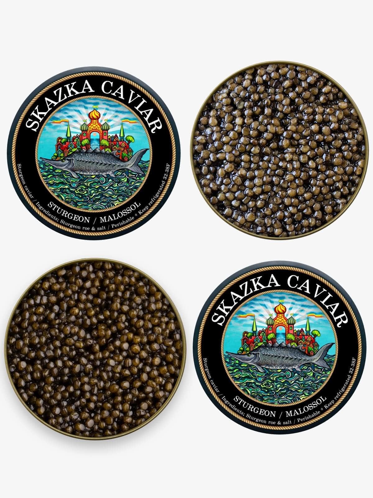 Caviar Skazka Black Caviar Sampler (2oz Kaluga + 2oz Osetra)