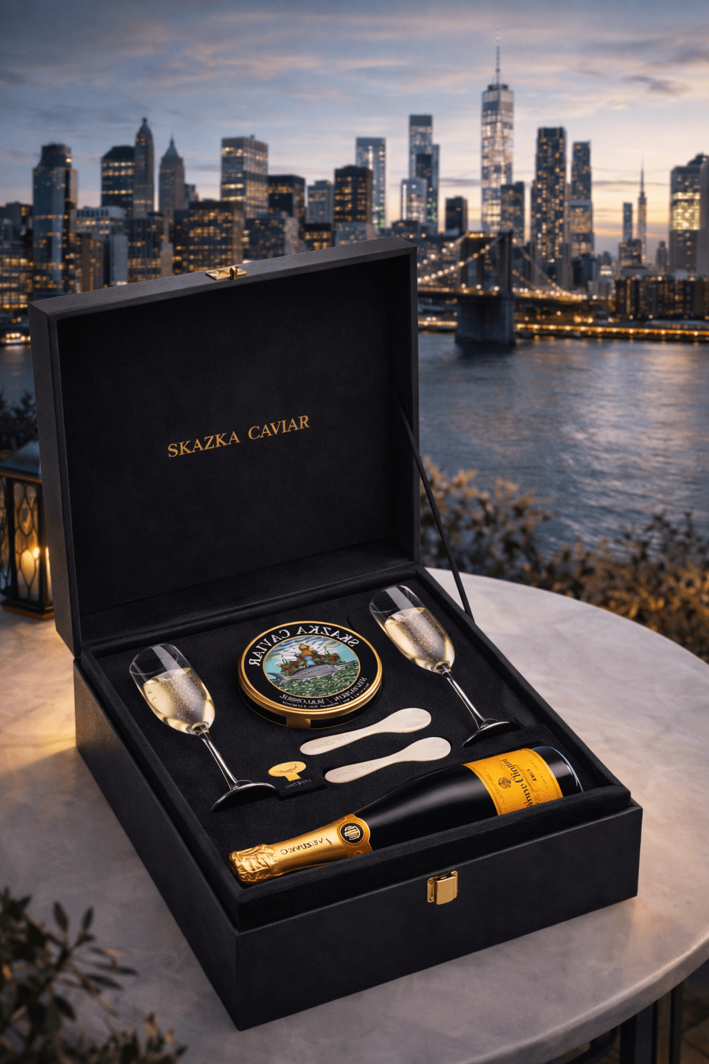 Caviar Skazka Seafood > Gourmet > Caviar Caviar and Champagne Gift Set