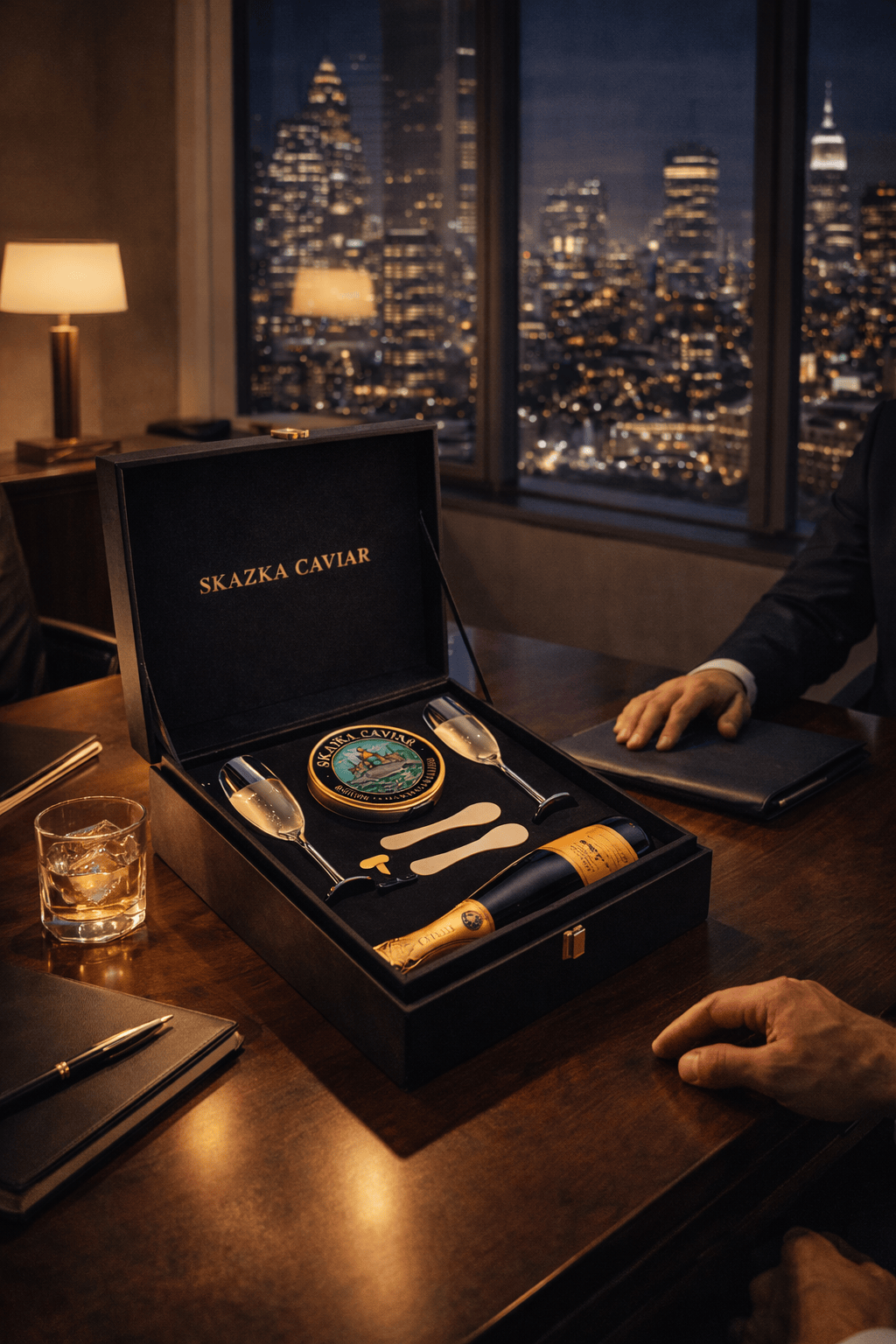 Caviar Skazka Seafood > Gourmet > Caviar Caviar and Champagne Gift Set