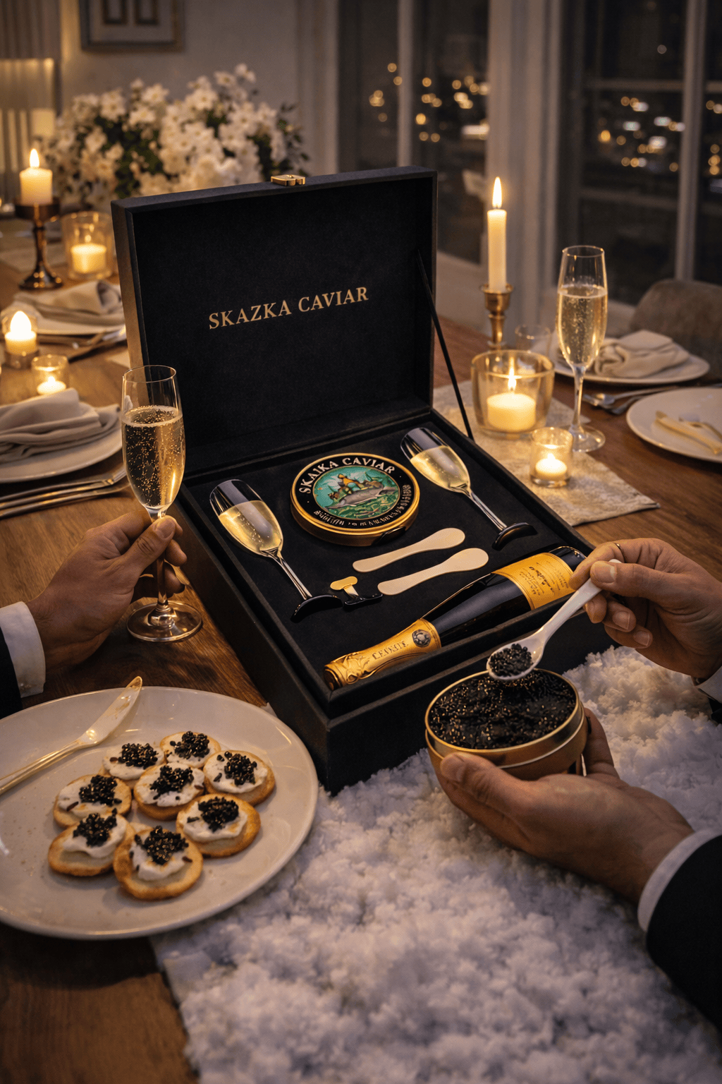 Caviar Skazka Seafood > Gourmet > Caviar Caviar and Champagne Gift Set