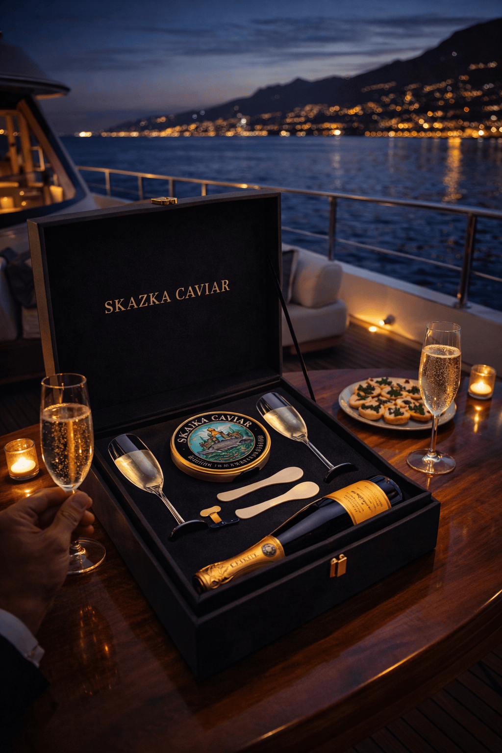 Caviar Skazka Seafood > Gourmet > Caviar Caviar and Champagne Gift Set