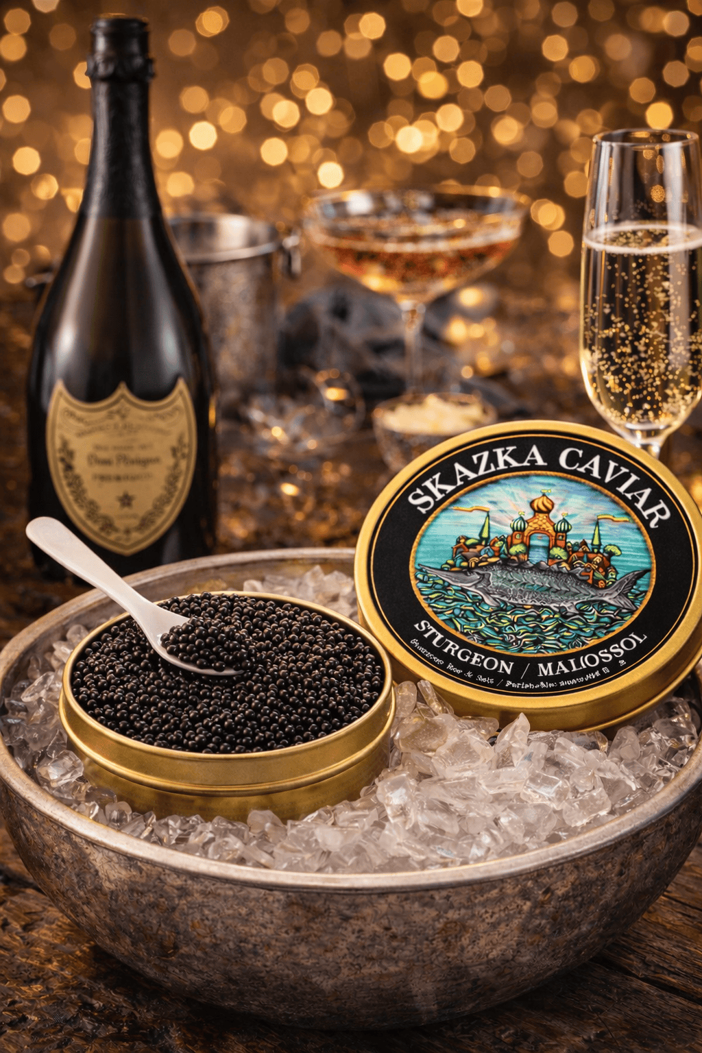 Caviar Skazka Seafood > Gourmet > Caviar Caviar and Champagne Gift Set