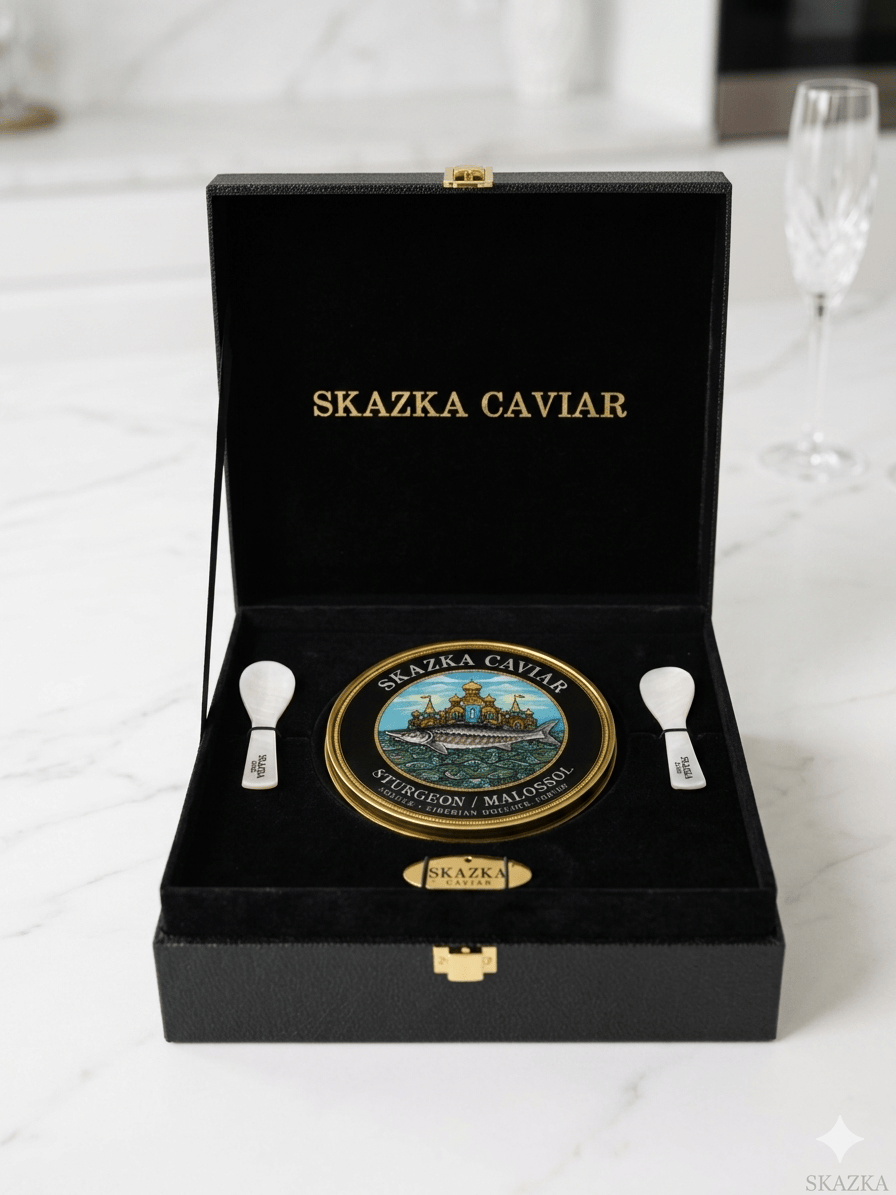 Caviar Skazka Seafood > Gourmet > Caviar Kaluga / 4oz Caviar Gift Set